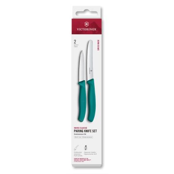 Victorinox - 2-dielna sada kuchynských nožov na zeleninu SWISS CLASSIC tyrkysová