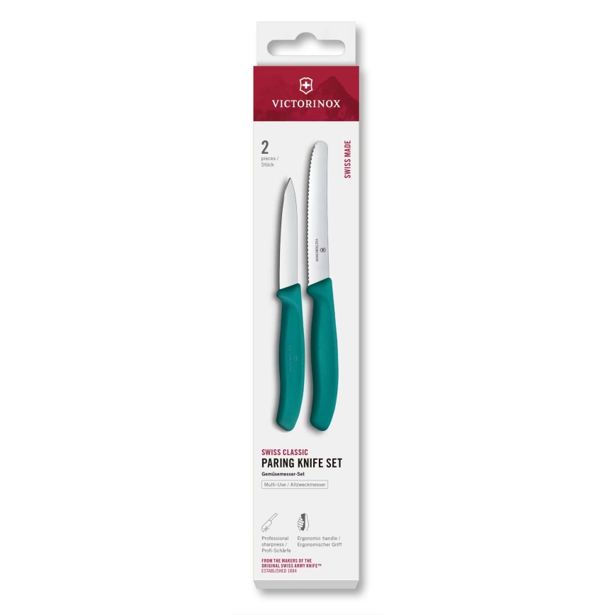 Victorinox - 2-dielna sada kuchynských nožov na zeleninu SWISS CLASSIC tyrkysová