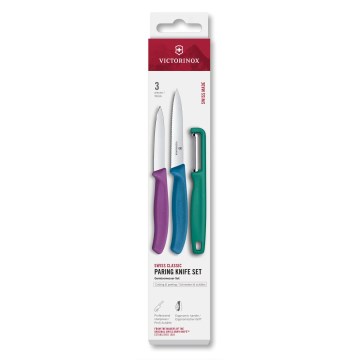 Victorinox - 3-dielna sada kuchynských nožov so škrabkou SWISS CLASSIC, pestrofarebná