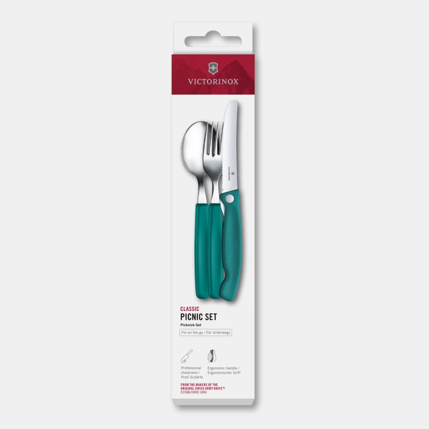 Victorinox - Pikniková sada príborov SWISS CLASSIC 3 ks tyrkysová