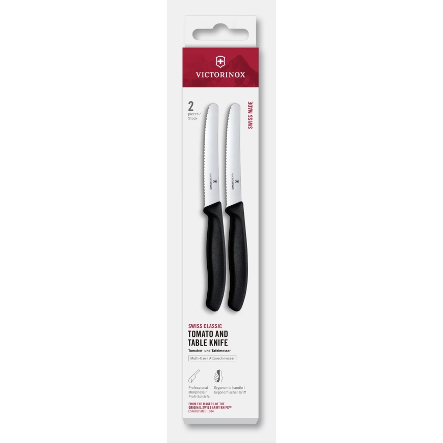 Victorinox - Sada 2 kuchynských nožov na zeleninu SWISS CLASSIC, 11 cm, čierna