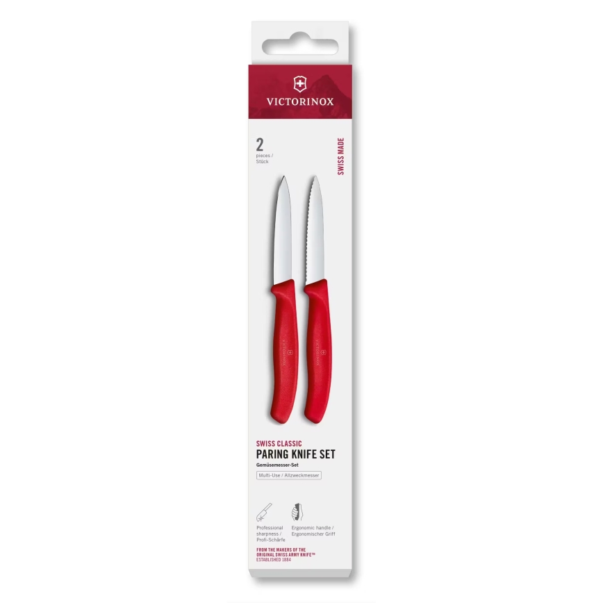 Victorinox - Sada 2 kuchynských nožov na zeleninu SWISS CLASSIC, 8 cm, červená
