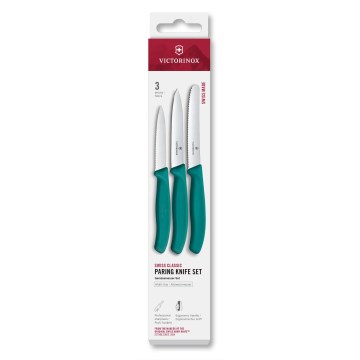 Victorinox - Sada 3 ks kuchynských nožov na zeleninu SWISS CLASSIC tyrkysová