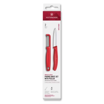 Victorinox - Sada kuchynského noža so škrabkou SWISS CLASSIC červená