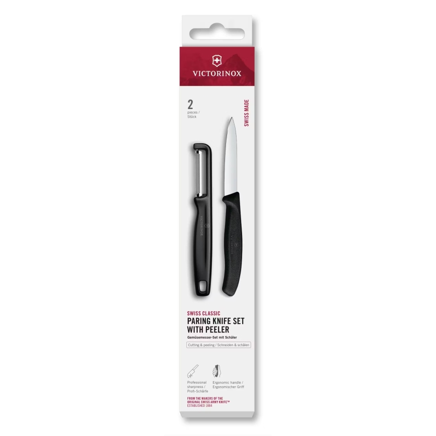 Victorinox - Sada kuchynského noža so škrabkou SWISS CLASSIC čierna