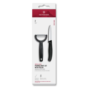Victorinox - Sada kuchynského noža so škrabkou SWISS CLASSIC čierna