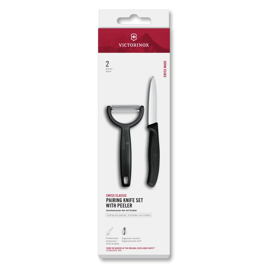 Victorinox - Sada kuchynského noža so škrabkou SWISS CLASSIC čierna