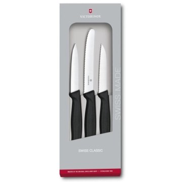Victorinox - Sada kuchynských nožov na zeleninu 3 ks čierna