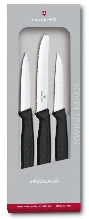 Victorinox - Sada kuchynských nožov na zeleninu 3 ks čierna