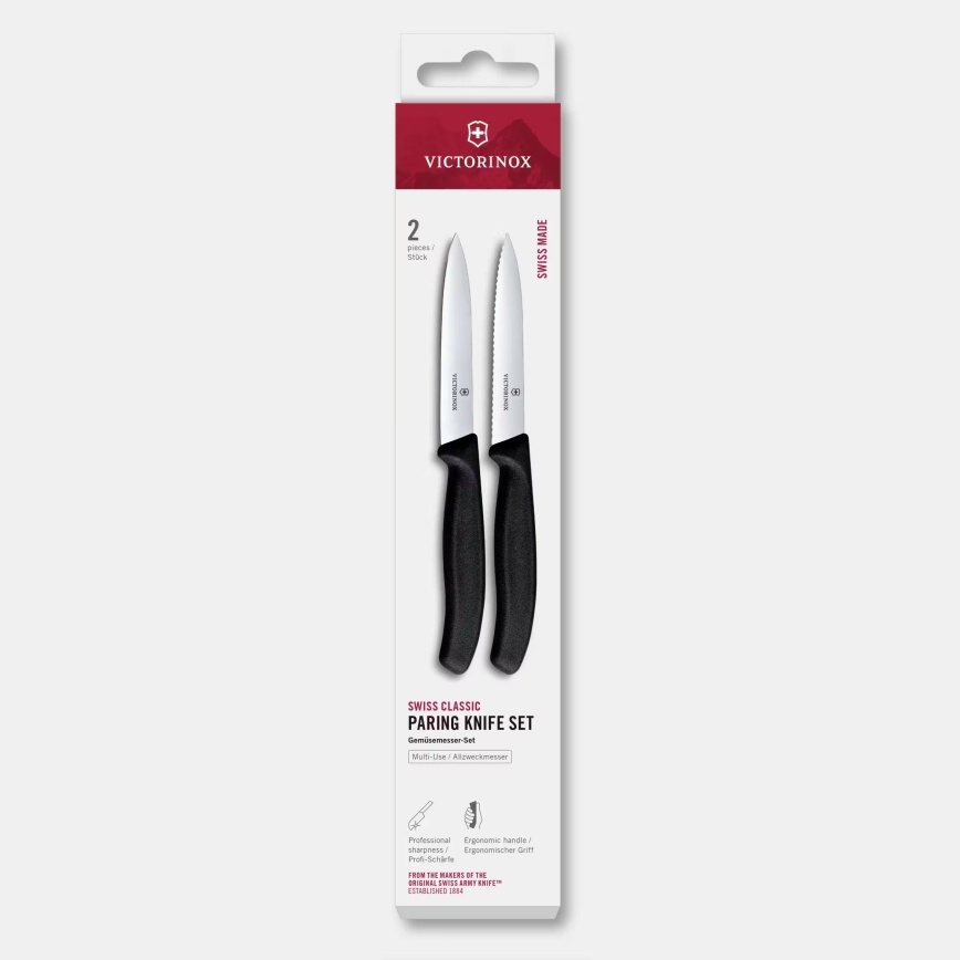 Victorinox - Sada kuchynských nožov na zeleninu SWISS CLASSIC 10 cm 2 ks čierna