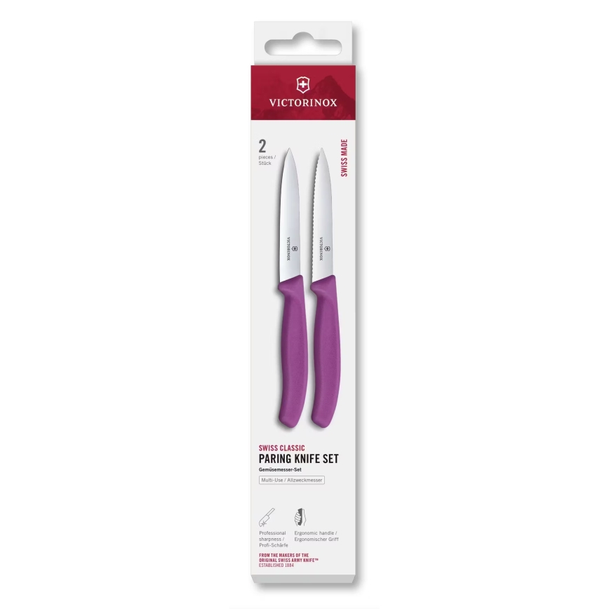 Victorinox - Sada kuchynských nožov na zeleninu SWISS CLASSIC 10 cm 2 ks fialová