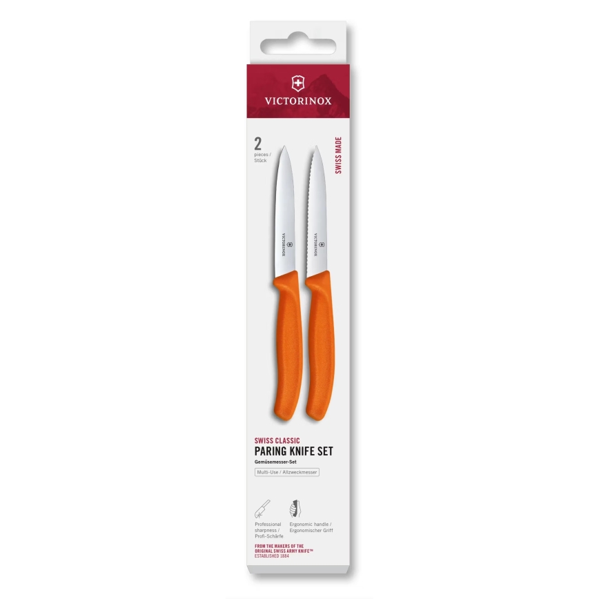 Victorinox - Sada kuchynských nožov na zeleninu SWISS CLASSIC 10 cm, 2 ks, oranžová