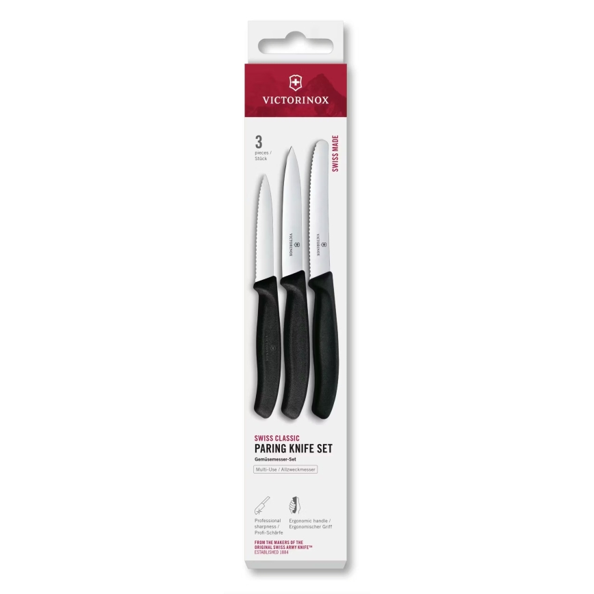 Victorinox - Sada kuchynských nožov na zeleninu SWISS CLASSIC 3 ks čierna