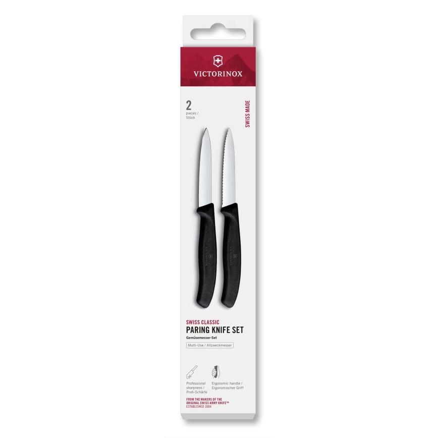 Victorinox - Sada kuchynských nožov na zeleninu SWISS CLASSIC 8 cm 2 ks čierna