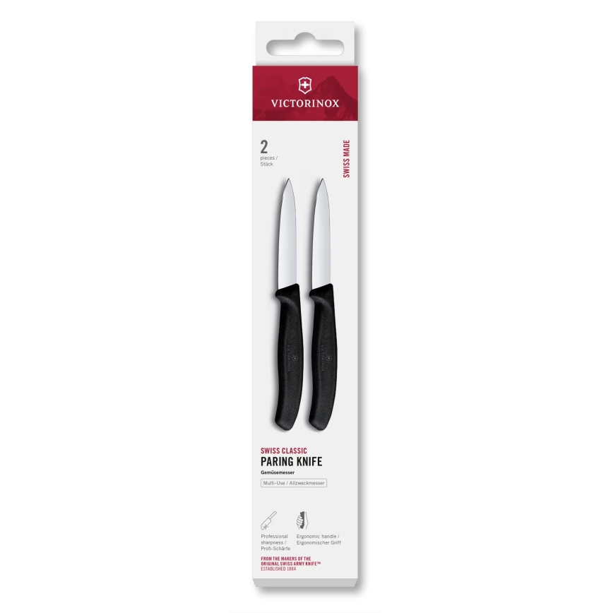 Victorinox - Sada kuchynských nožov na zeleninu SWISS CLASSIC 8 cm 2 ks čierna