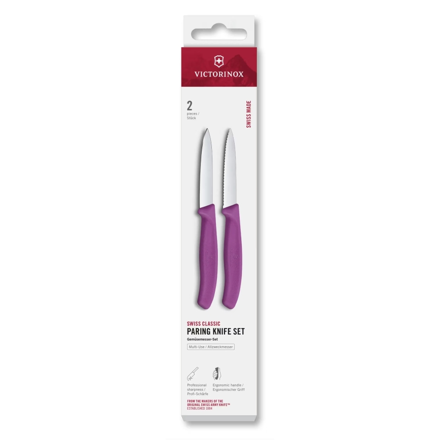 Victorinox - Sada kuchynských nožov na zeleninu SWISS CLASSIC 8 cm 2 ks fialová