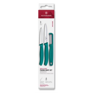 Victorinox - Sada kuchynských nožov so škrabkou SWISS CLASSIC 3 ks tyrkysová