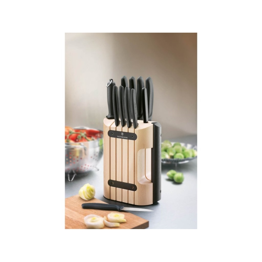 Victorinox - Sada kuchynských nožov v stojane SWISS CLASSIC 12 ks buk/béžová