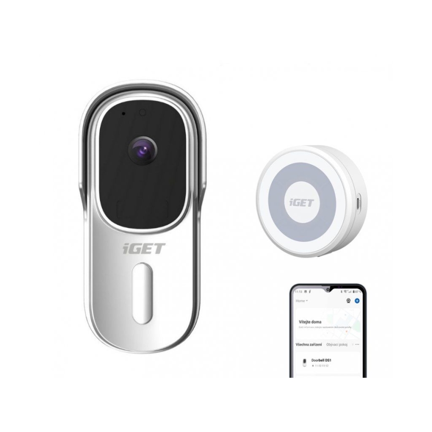 Videozvonček so senzorom pohybu Full HD 1080p IP65 Wi-Fi biela + reproduktor