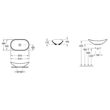 Villeroy & Boch 411060R1 - Umývadlo na dosku MY NATURE 61x36 cm keramika/biela
