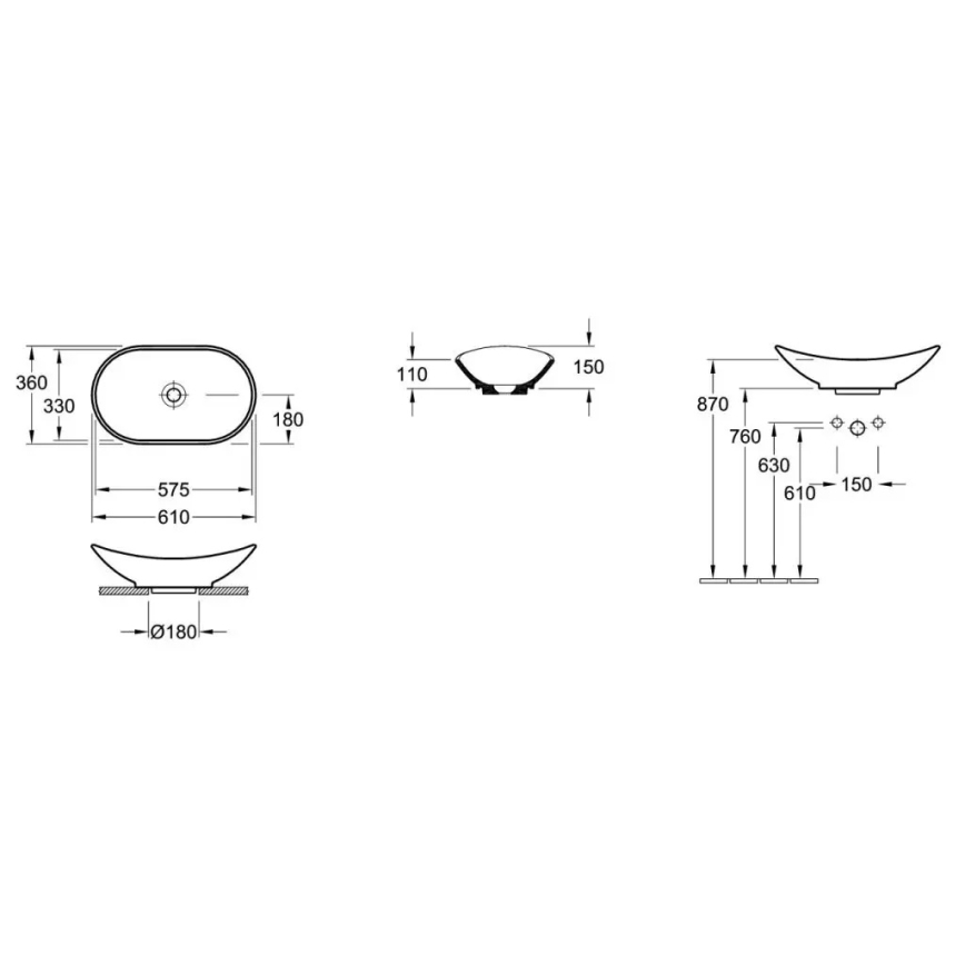 Villeroy & Boch 411060R1 - Umývadlo na dosku MY NATURE 61x36 cm keramika/biela