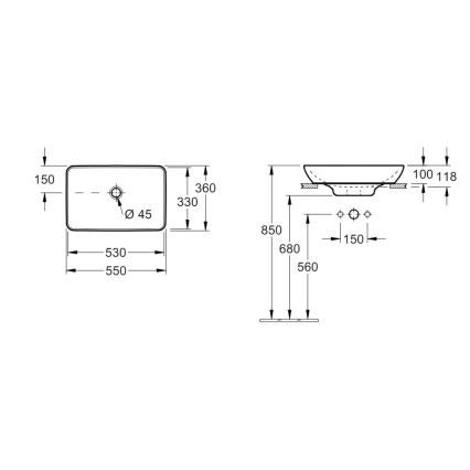 Villeroy & Boch 41135501 - Umývadlo na dosku VENTICELLO 55,5x36 cm keramika/biela