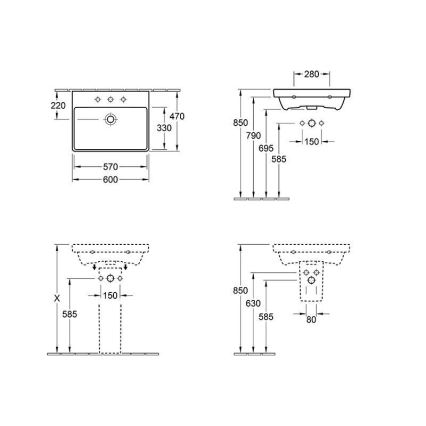 Villeroy & Boch 415860R1 - Závesné umývadlo AVENTO 60x47 cm keramika/biela