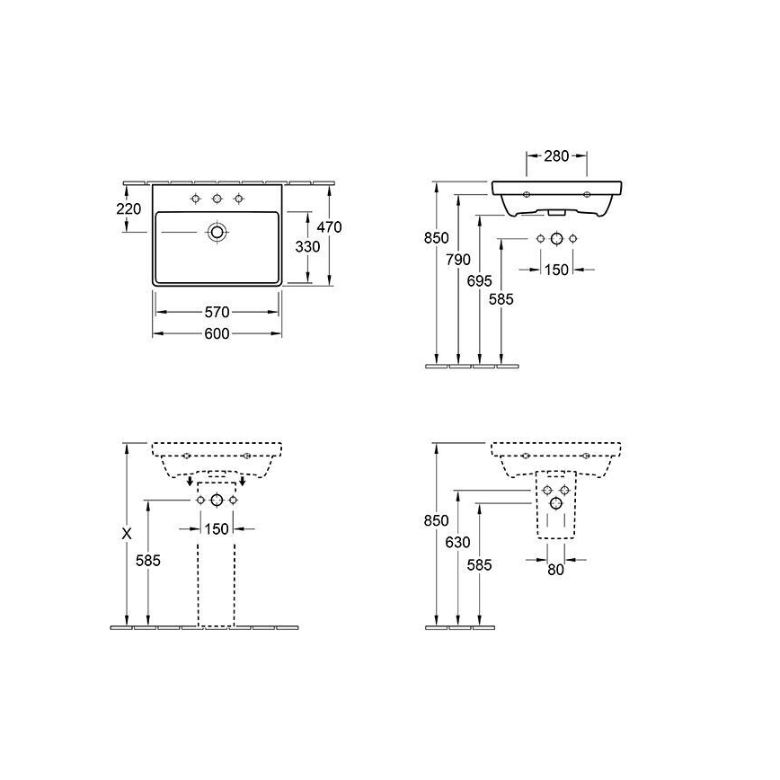 Villeroy & Boch 415860R1 - Závesné umývadlo AVENTO 60x47 cm keramika/biela