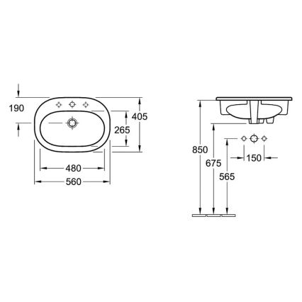 Villeroy & Boch 416156R1 - Zapustené umývadlo O.NOVO 56 x 41 cm keramika/biela