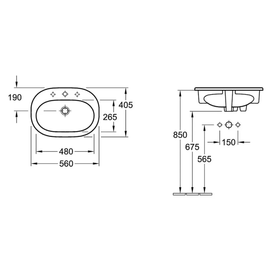 Villeroy & Boch 416156R1 - Zapustené umývadlo O.NOVO 56 x 41 cm keramika/biela