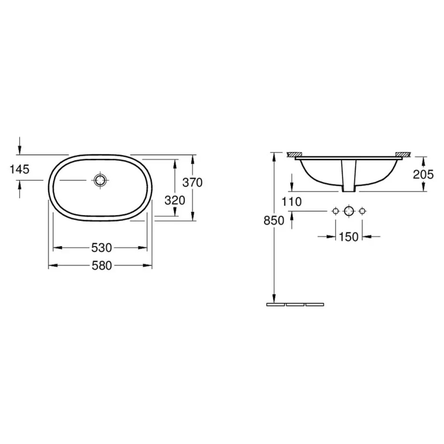 Villeroy & Boch 41625001 - Zabudované umývadlo O.NOVO 53x32 cm keramika/biela
