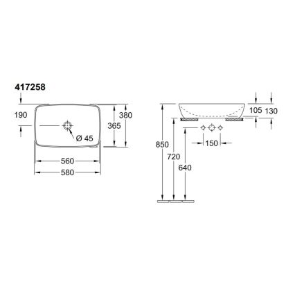 Villeroy & Boch 417258R1 - Umývadlo na dosku ARTIS 58x38,5 cm keramika/biela