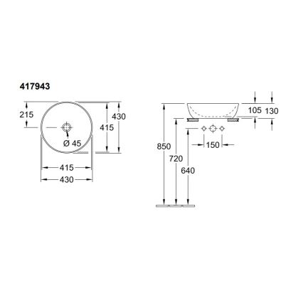 Villeroy & Boch 41794301 - Umývadlo na dosku ARTIS Ø 43 cm keramika/biela