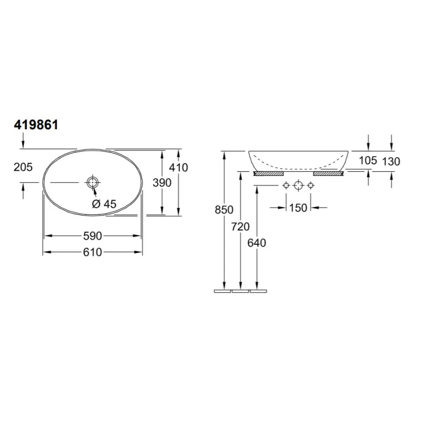 Villeroy & Boch 419861R1 - Umývadlo na dosku ARTIS 61x41 cm keramika/biela
