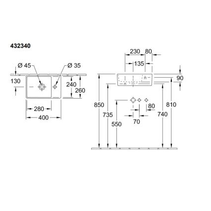 Villeroy & Boch 43234001 - Závesné umývadlo MEMENTO 40x26 cm keramika/biela