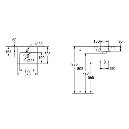 Villeroy & Boch 43703701 - Závesné umývadlo SUBWAY 37x30,5 cm keramika/biela