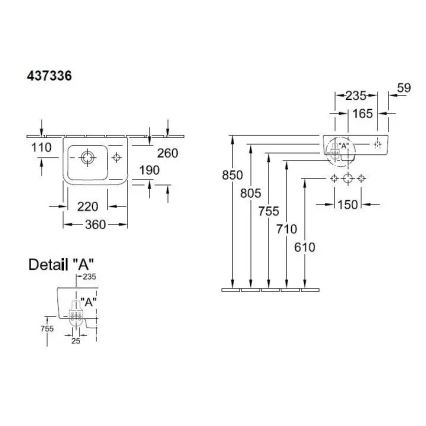 Villeroy & Boch 43733601 - Závesné umývadlo ARCHITECTURA 36x26 cm keramika/biela