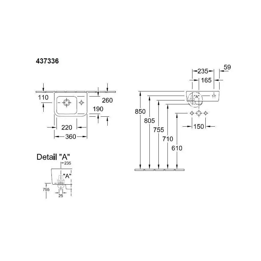 Villeroy & Boch 43733601 - Závesné umývadlo ARCHITECTURA 36x26 cm keramika/biela
