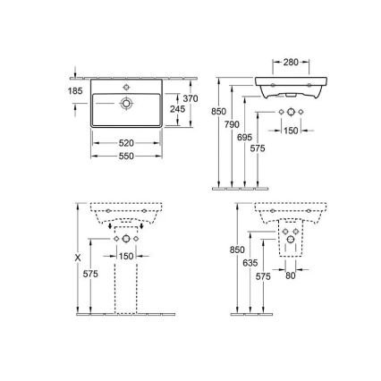 Villeroy & Boch 4A005501 - Závesné umývadlo AVENTO 55x37 cm keramika/biela
