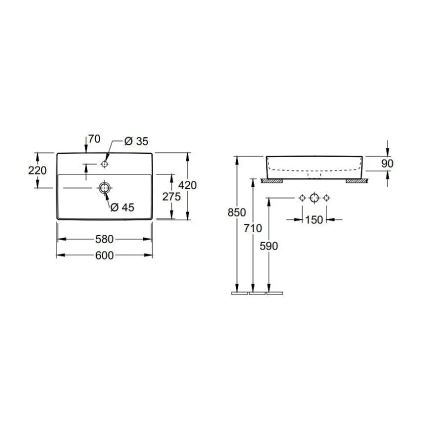 Villeroy & Boch 4A076001 - Umývadlo na dosku MEMENTO 60x42 cm keramika/biela