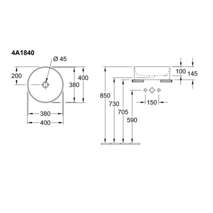 Villeroy & Boch 4A184001 - Umývadlo na dosku COLLARO, priemer 40 cm, keramika/biela