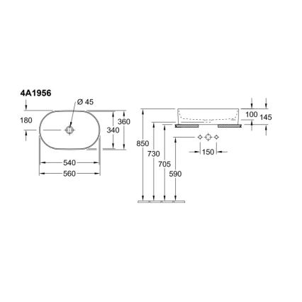 Villeroy & Boch 4A195601 - Umývadlo na dosku COLLARO 56x36 cm keramika/biela