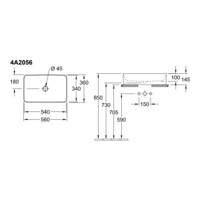 Villeroy & Boch 4A2056R1 - Nadpultové umývadlo COLLARO 56x36 cm keramika/biela