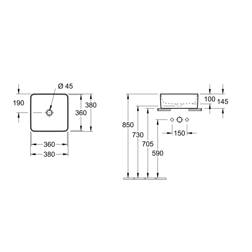 Villeroy & Boch 4A213801 - Nadpultové umývadlo COLLARO 38x38 cm keramika/biela