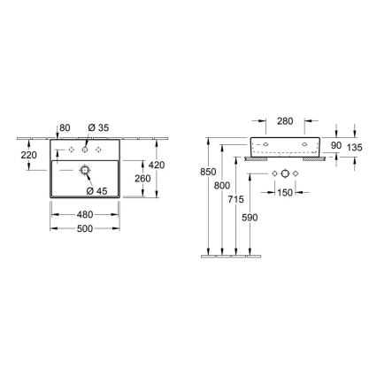Villeroy & Boch 4A225G01 - Závesné umývadlo/na dosku MEMENTO 50x42cm keramika/biela