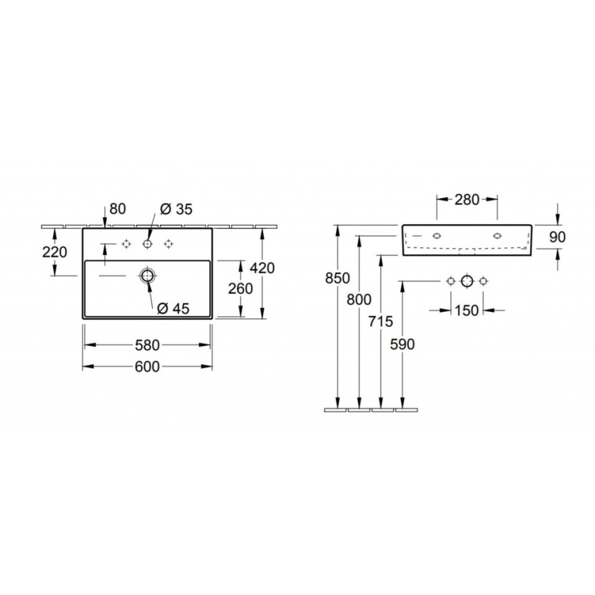 Villeroy & Boch 4A226001 - Závesné umývadlo MEMENTO 60x42 cm keramika/biela