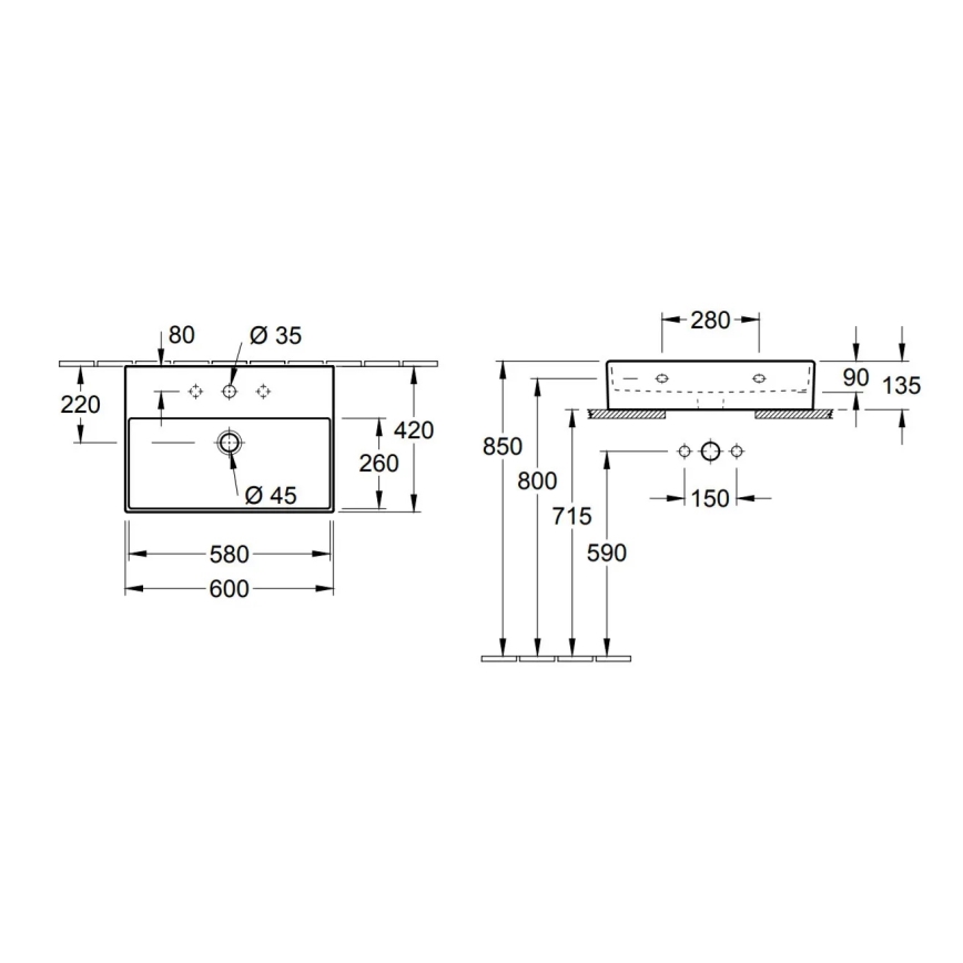 Villeroy & Boch 4A226G01 - Závesné umývadlo/na dosku MEMENTO 60x42 cm keramika/biela