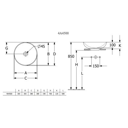 Villeroy & Boch 4A450001 - Umývadlo na dosku LOOP&FRIENDS pr. 38 cm keramika/biela