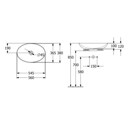 Villeroy & Boch 4A4700R1 - Umývadlo na dosku LOOP&FRIENDS 56x38 cm keramika/biela