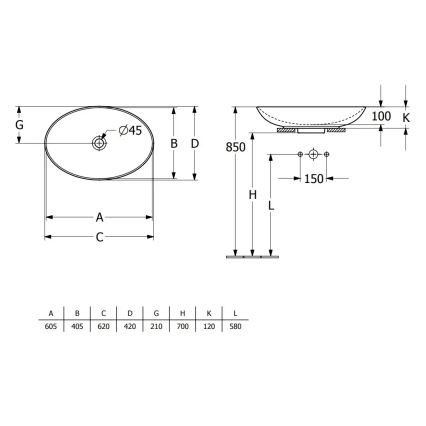 Villeroy & Boch 4A480001 - Umývadlo na dosku LOOP&FRIENDS 62x42 cm keramika/biela